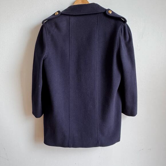 Vintage Wool FLORENCE TRAVIS Navy Pea Coat - Picture 3 of 7